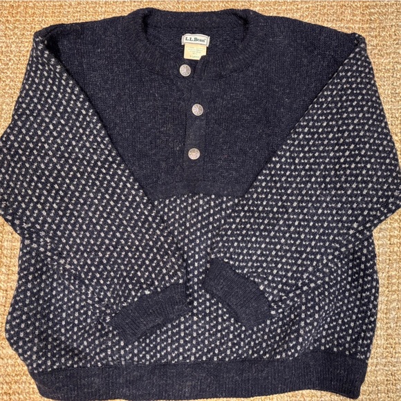 Men’s Vintage L.L. Bean Norwegian navy Fair Isle Sweater XL 80% wool 20% rayon - Picture 1 of 4